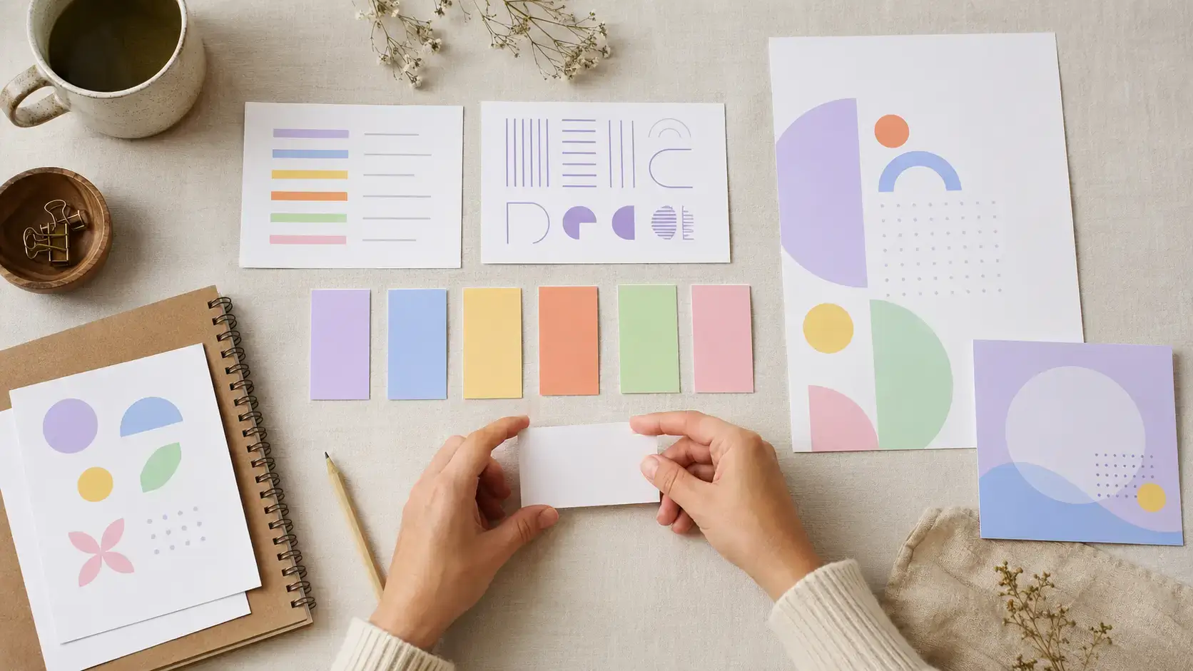 Création d’une identité visuelle cohérente à partir de couleurs, formes et supports graphiques